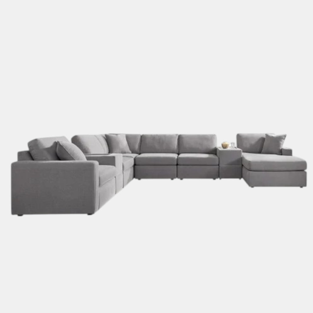 Modmax 8-Piece Fabric Sectional Sofa With Corner Chaise &amp; Storage Console - Granite | Signature Design By Ashley