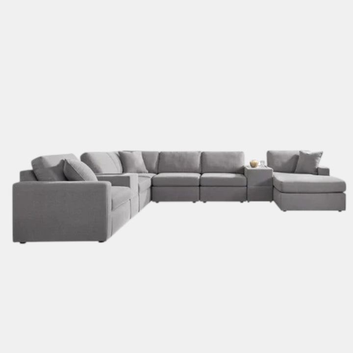 Modmax 8-Piece Fabric Sectional Sofa With Corner Chaise &amp; Storage Console - Granite | Signature Design By Ashley
