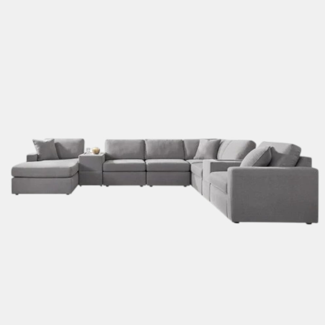 Modmax 8-Piece Fabric Sectional Sofa With Corner Chaise &amp; Storage Console - Granite | Signature Design By Ashley
