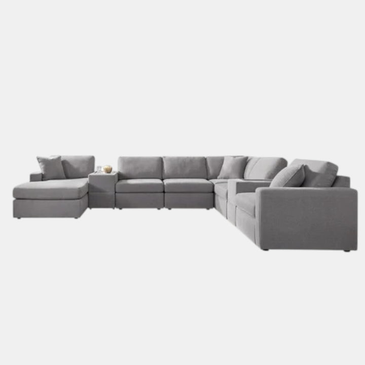 Modmax 8-Piece Fabric Sectional Sofa With Corner Chaise &amp; Storage Console - Granite | Signature Design By Ashley