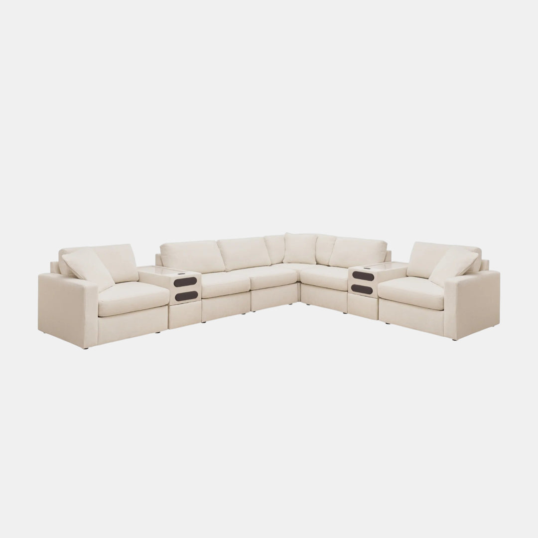 92103S16 Modmax 8-Piece Fabric Sectional Sofa With Audio System Console - Oyster | Signature Design By Ashley