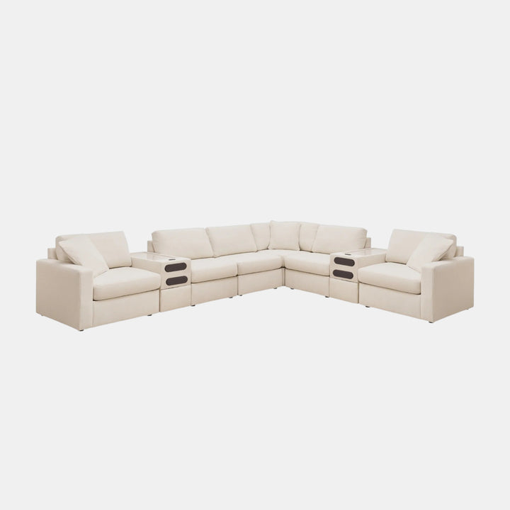 92103S16 Modmax 8-Piece Fabric Sectional Sofa With Audio System Console - Oyster | Signature Design By Ashley