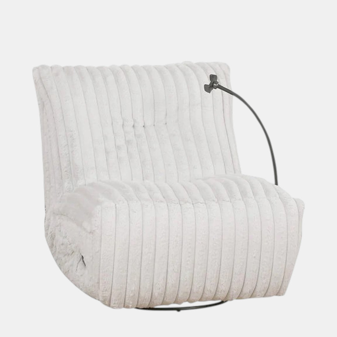 Viscal White Manual Recliner Chair With Fabric Upholstery
