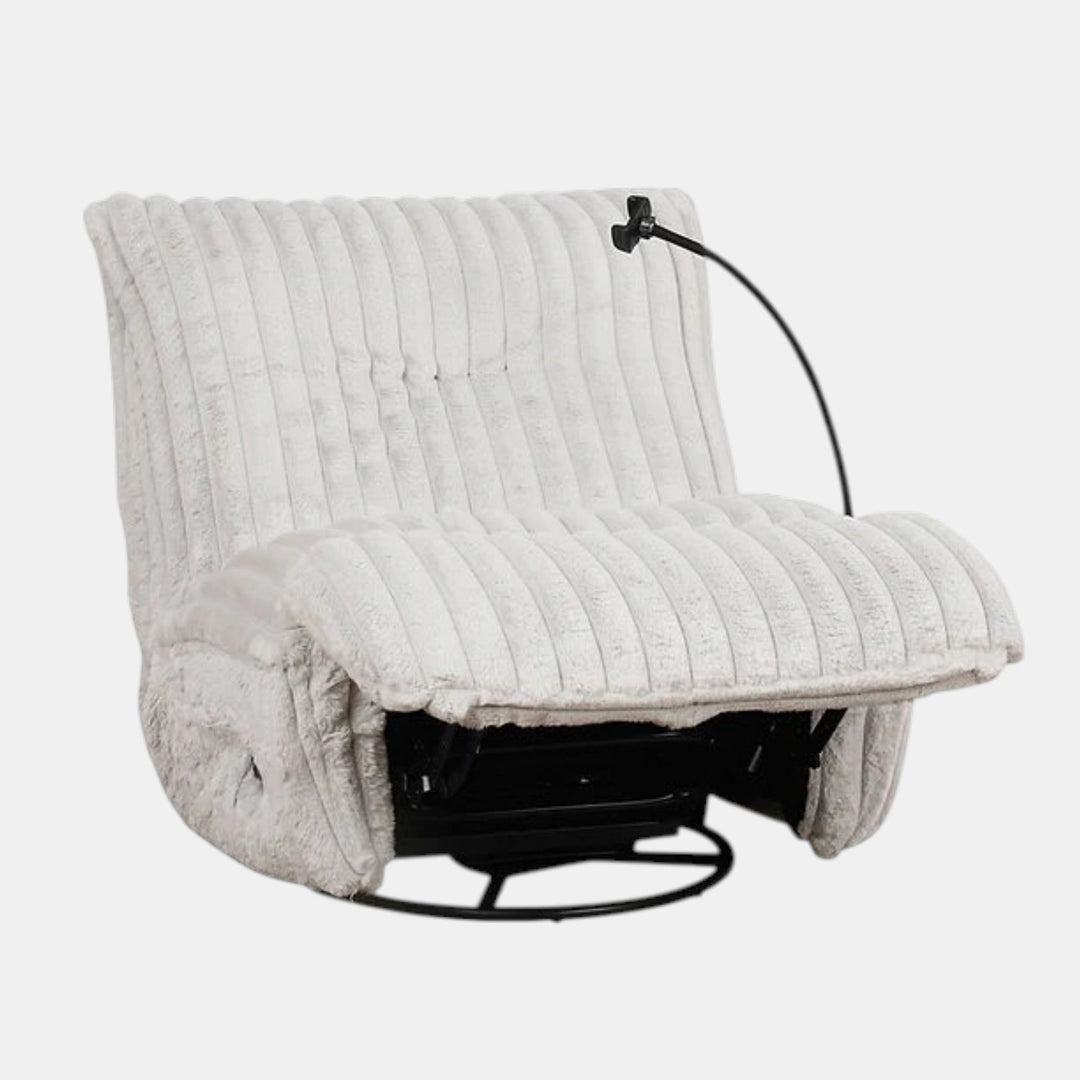 Viscal White Manual Recliner Chair With Fabric Upholstery