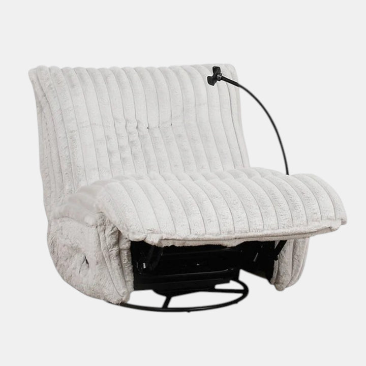 Viscal White Manual Recliner Chair With Fabric Upholstery