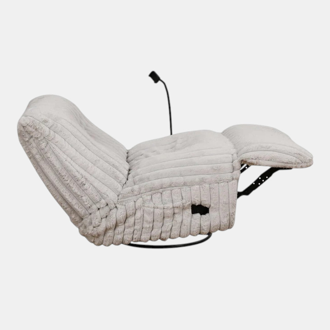 Viscal White Manual Recliner Chair With Fabric Upholstery