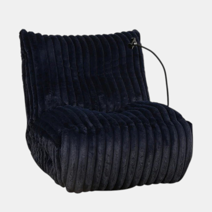 Viscal Navy Blue Manual Recliner Chair With Fabric Upholstery