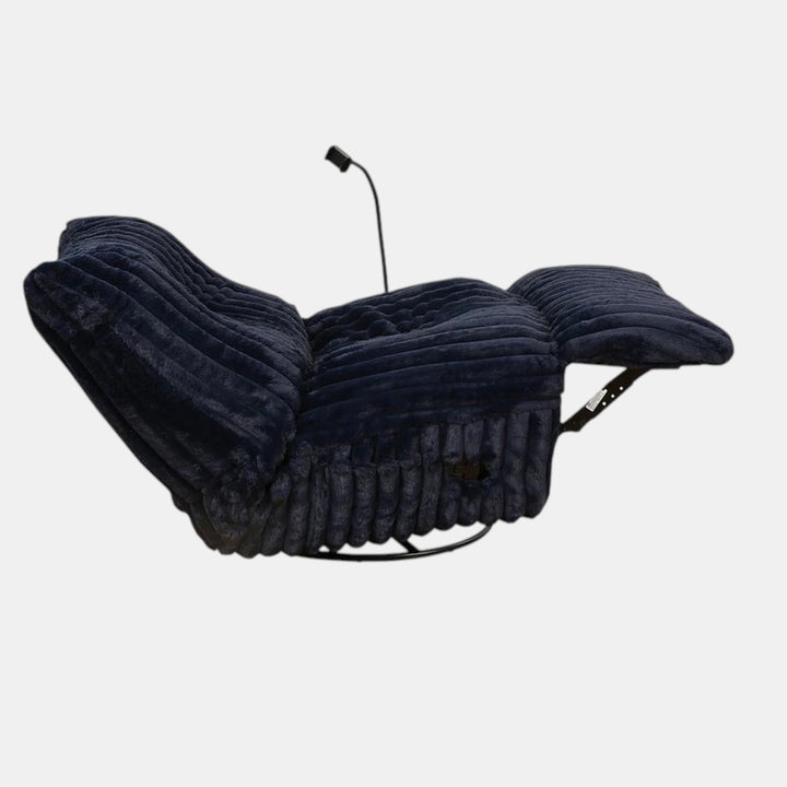 Viscal Navy Blue Manual Recliner Chair With Fabric Upholstery