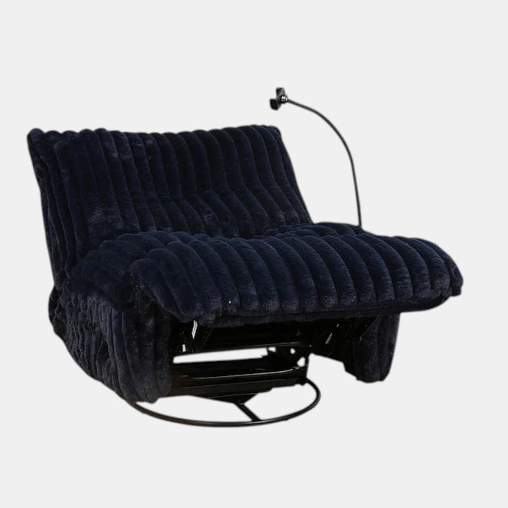 Viscal Navy Blue Manual Recliner Chair With Fabric Upholstery