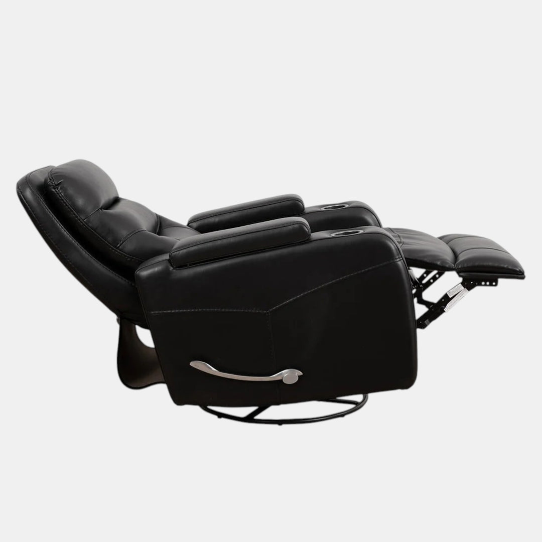 Emery Black Manual Recliner Chair With PU Leather Upholstery