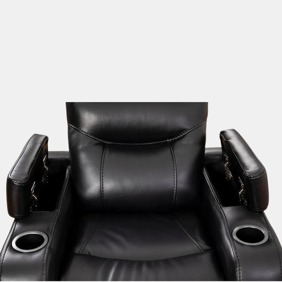 Emery Black Manual Recliner Chair With PU Leather Upholstery