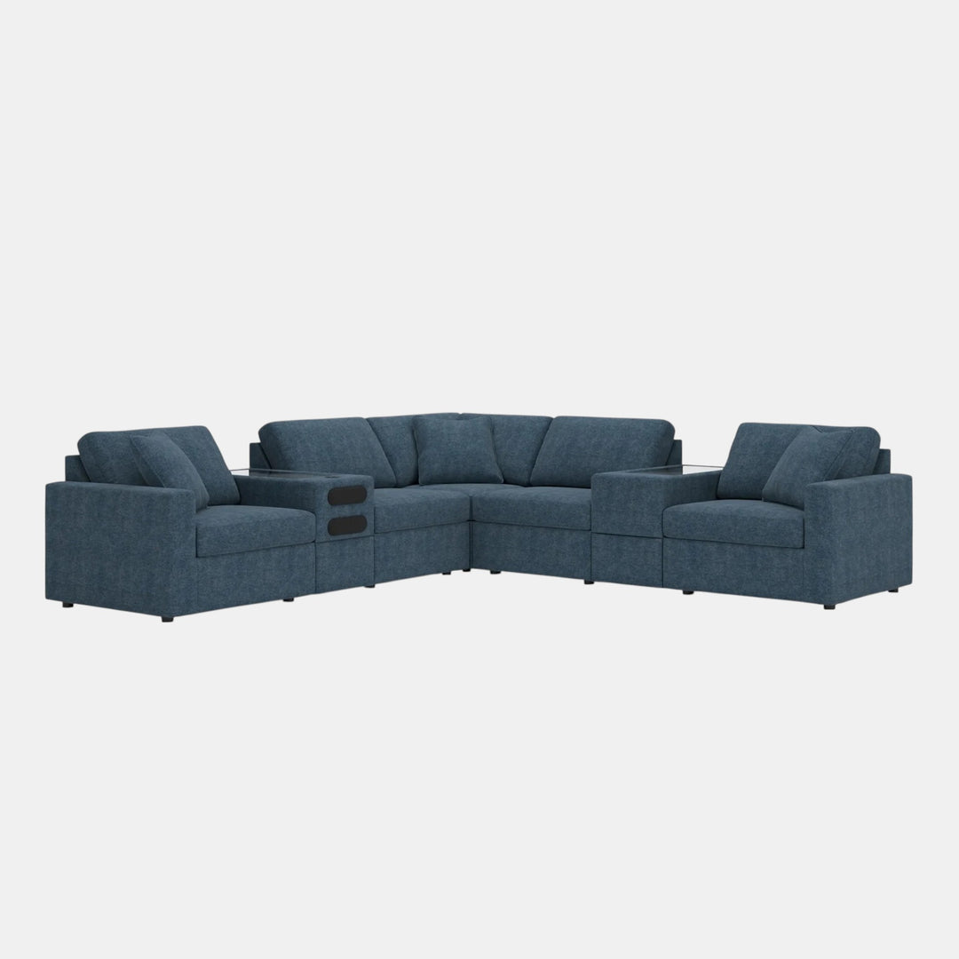 92121S69 Modmax 7-Piece Fabric Sectional Sofa With Storage &amp; Audio System Console - Ink | Signature Design By Ashley