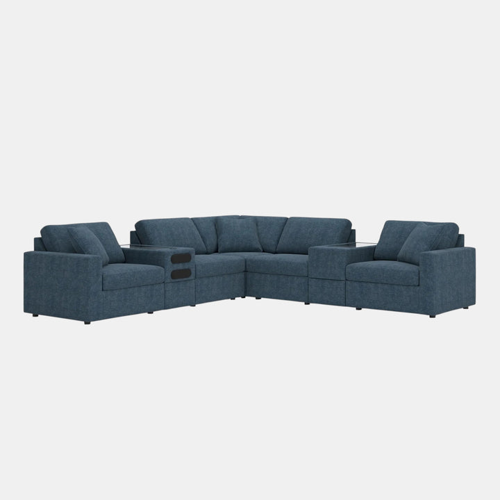 92121S69 Modmax 7-Piece Fabric Sectional Sofa With Storage &amp; Audio System Console - Ink | Signature Design By Ashley