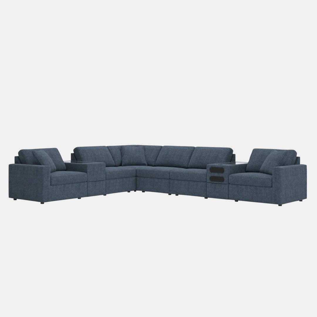 92121S30 Modmax 8-Piece Fabric Sectional Sofa With Storage &amp; Audio System Console - Ink | Signature Design By Ashley