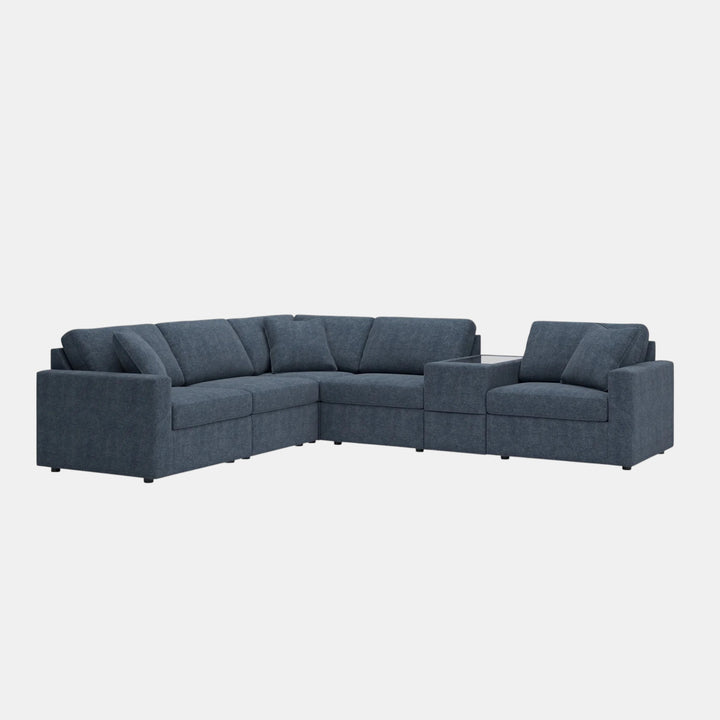 92121S7 Modmax 6-Piece Fabric Sectional Sofa With Storage Console - Ink | Signature Design By Ashley