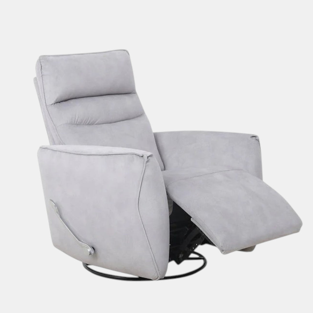Mezain Silver Grey Rocker Recliner Chair In Fabric Upholstery