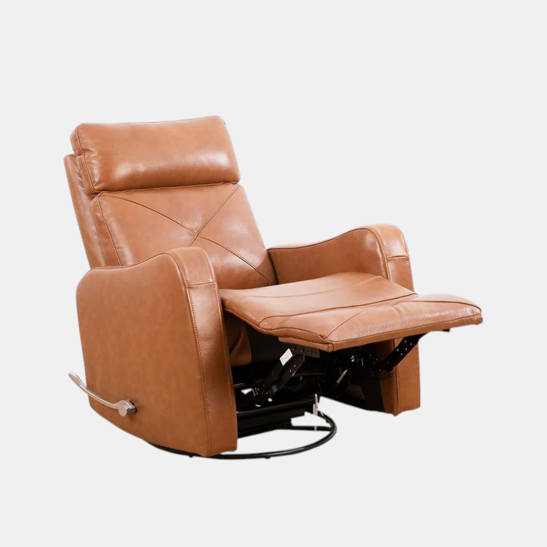 Aspen Caramel Manual Recliner In Leather Upholstery