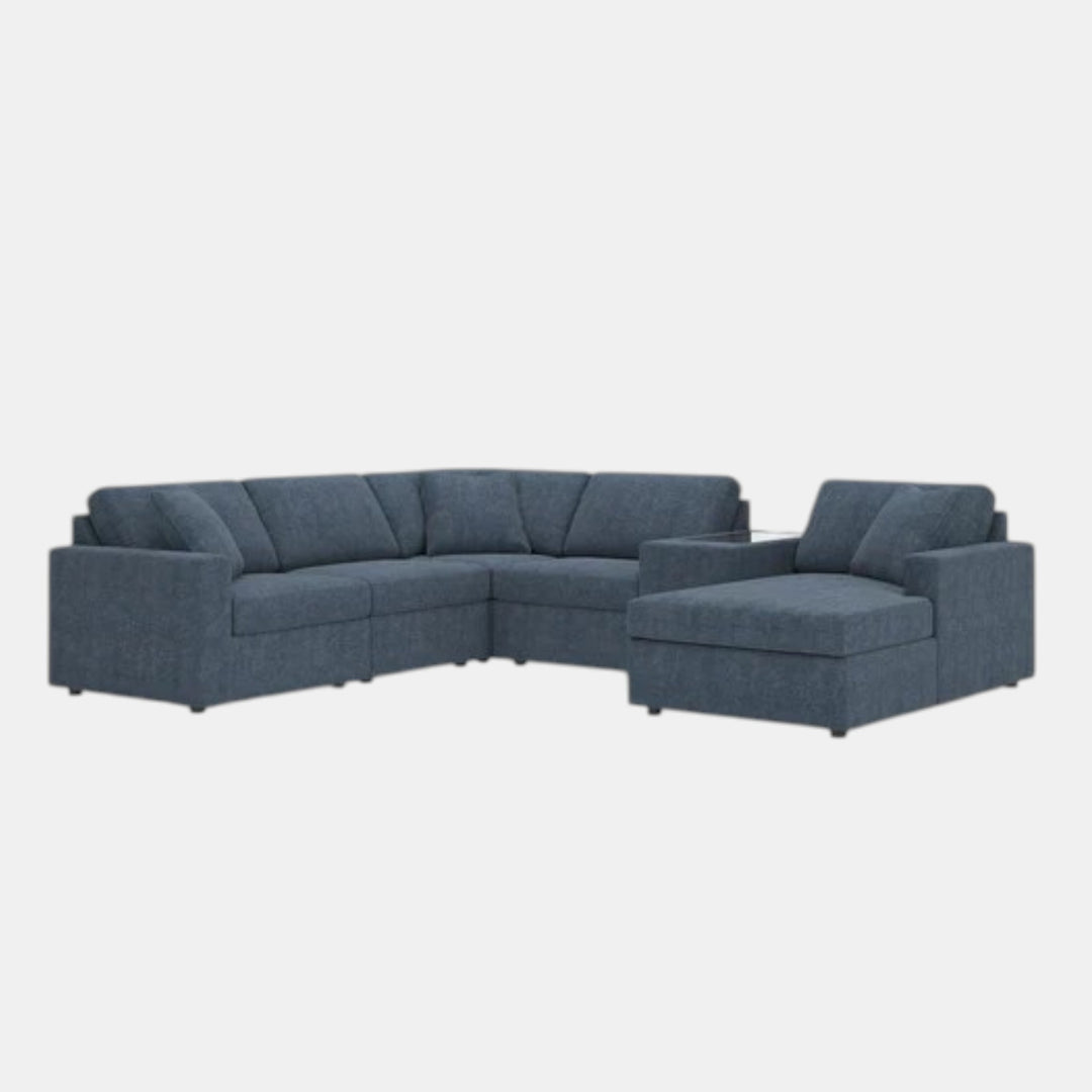 Modmax 6-Piece Fabric Sectional Sofa With Corner Chaise &amp; Storage Console - Ink | Signature Design By Ashley