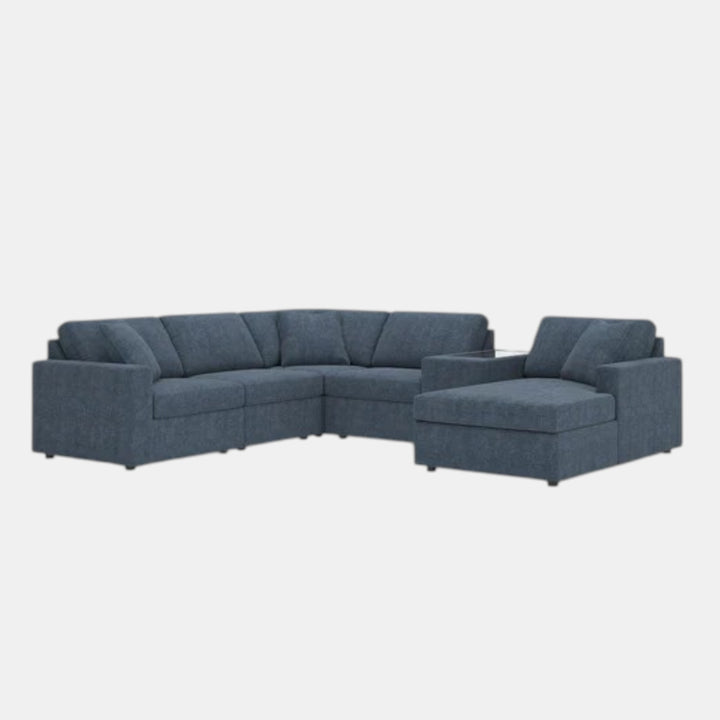 Modmax 6-Piece Fabric Sectional Sofa With Corner Chaise &amp; Storage Console - Ink | Signature Design By Ashley