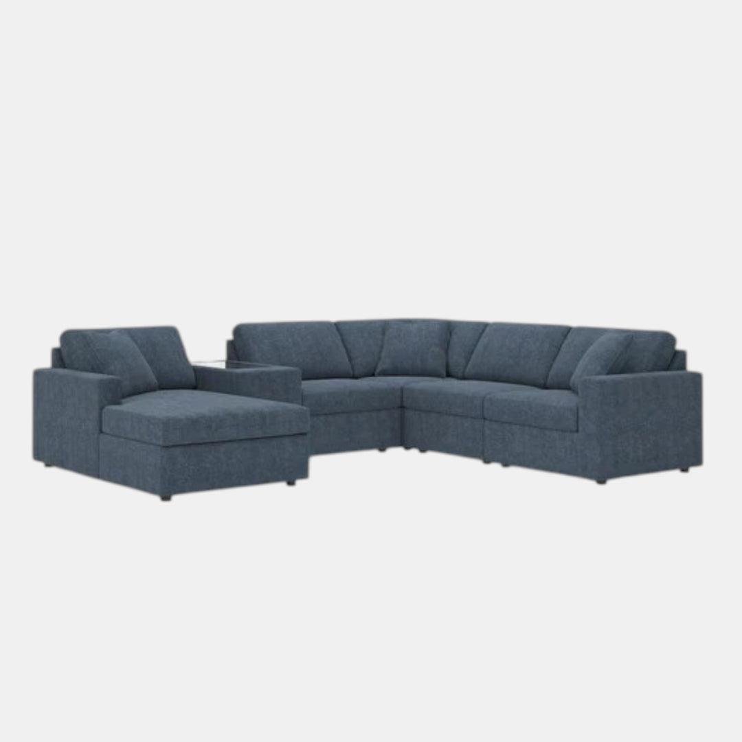 Modmax 6-Piece Fabric Sectional Sofa With Corner Chaise &amp; Storage Console - Ink | Signature Design By Ashley