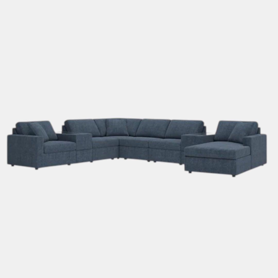 Modmax 8-Piece Fabric Sectional Sofa With Corner Chaise &amp; Storage Console - Ink | Signature Design By Ashley