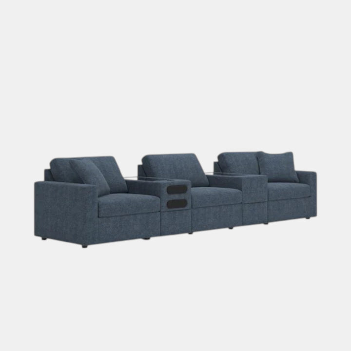 92121S64 Modmax 5-Piece Fabric Modular Sofa With Storage &amp; Audio System Console - Ink | Signature Design By Ashley