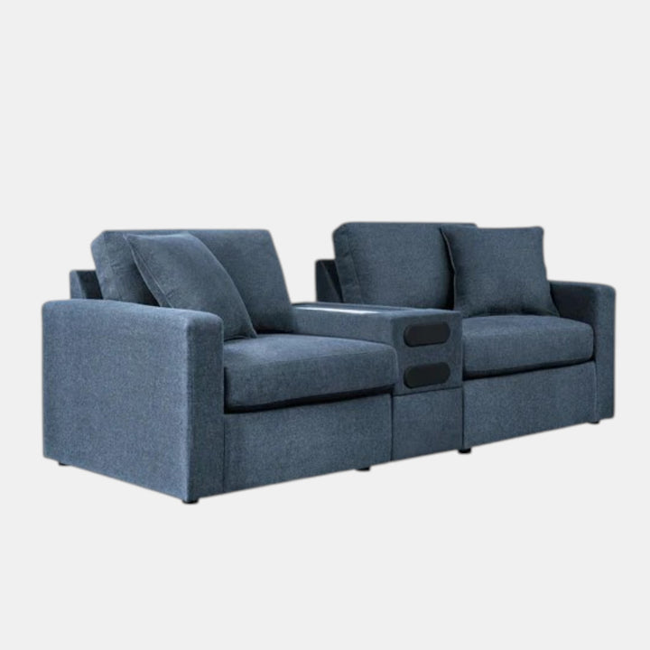 92121S13 Modmax 3-Piece Fabric Modular Loveseat With Audio System Console - Ink | Signature Design By Ashley
