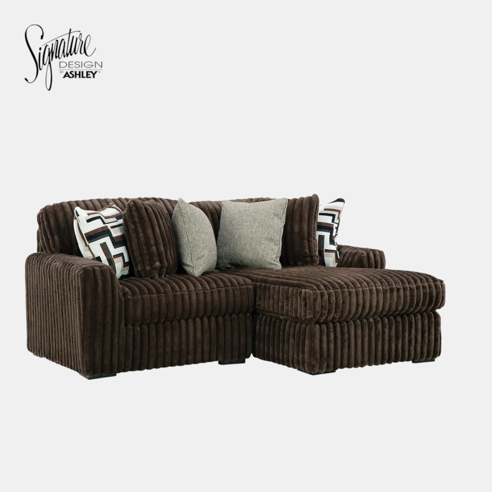 Midnight-madness 2-Piece Fabric Sectional Sofa With Chaise - Chocolate - Front View