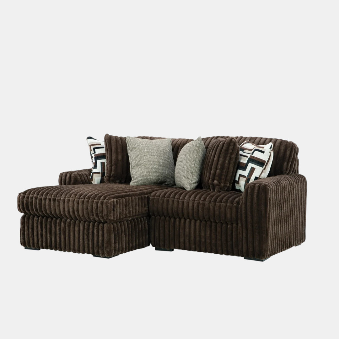 Midnight-madness 2-Piece Fabric Sectional Sofa With Chaise - Chocolate - Close-Up Detail