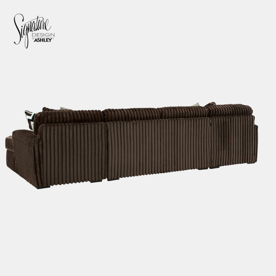 S5 Midnight-madness 3-Piece Fabric Sectional Sofa With Dual Chaise - Chocolate - Close-Up Detail