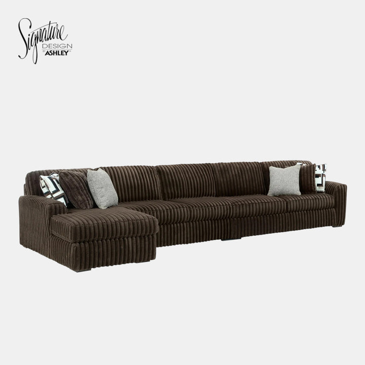 Midnight-madness 3-Piece Fabric Sectional Sofa With Chaise - Chocolate | Signature Design By Ashley
