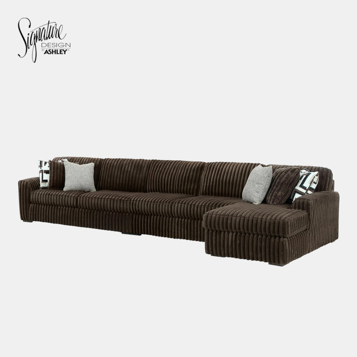 Midnight-madness 3-Piece Fabric Sectional Sofa With Chaise - Chocolate | Signature Design By Ashley