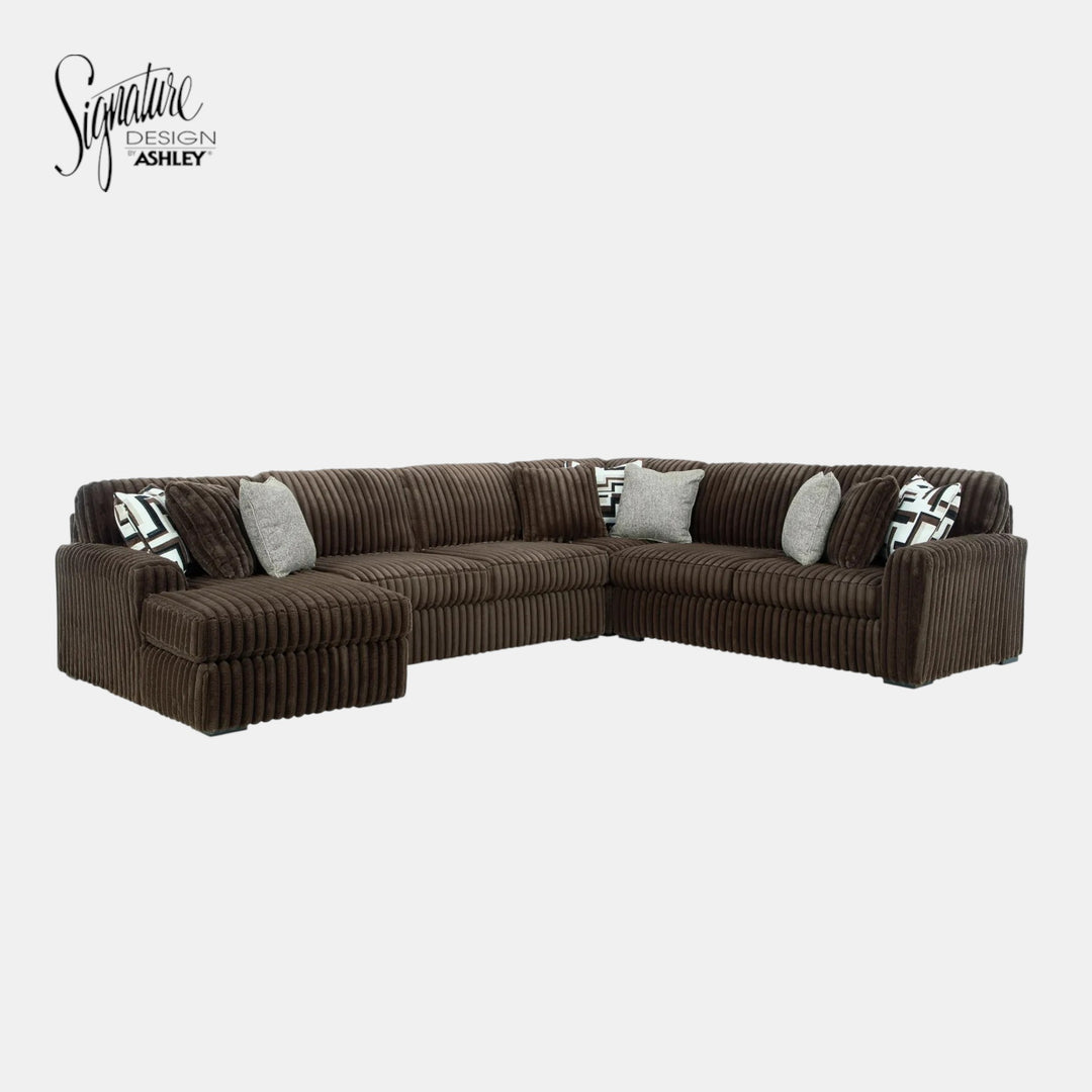 Midnight-madness 4-Piece Fabric Sectional Sofa With Chaise - Chocolate | Signature Design By Ashley