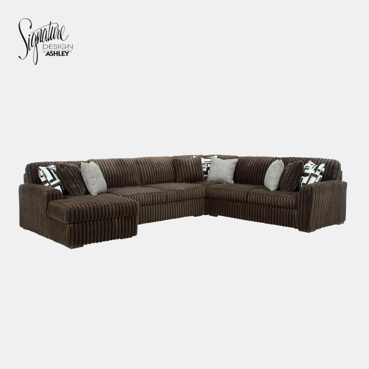 Midnight-madness 4-Piece Fabric Sectional Sofa With Chaise - Chocolate | Signature Design By Ashley