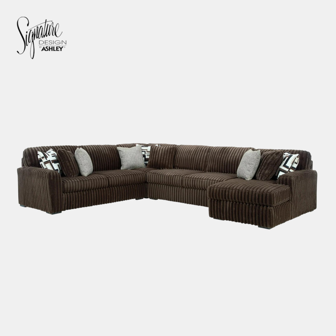 Midnight-madness 4-Piece Fabric Sectional Sofa With Chaise - Chocolate | Signature Design By Ashley