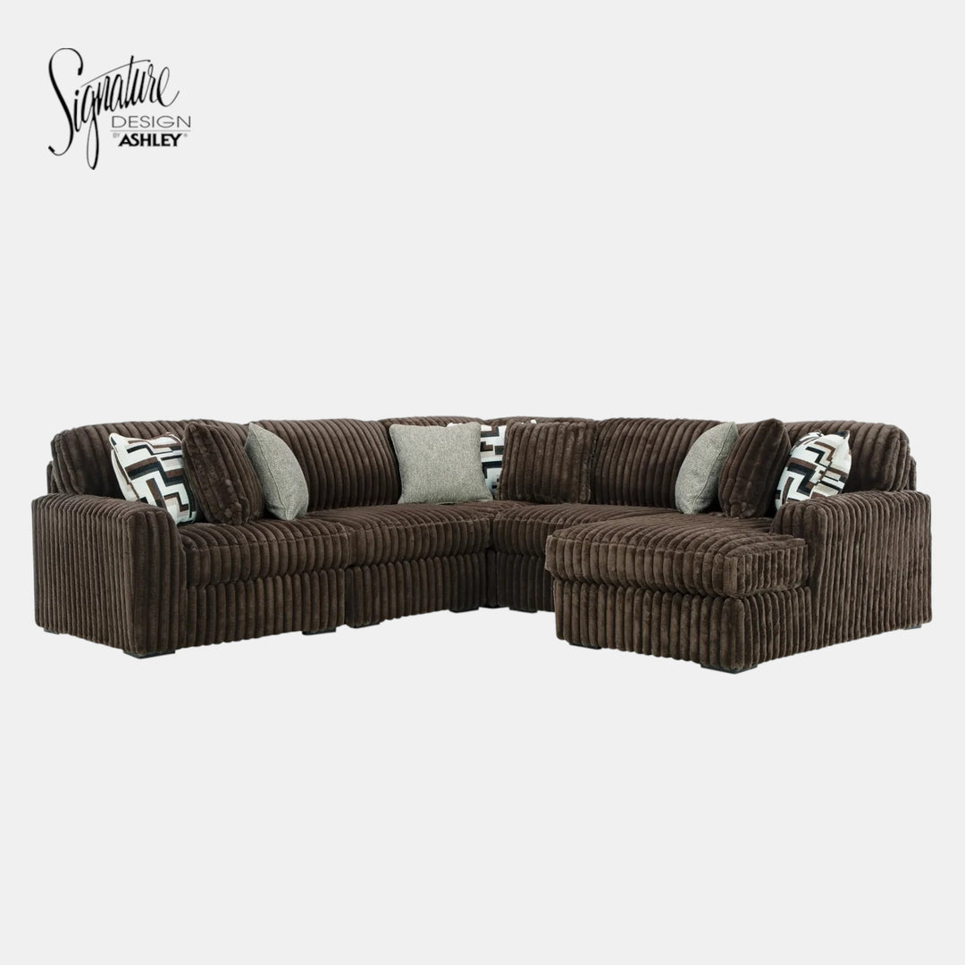 Midnight-madness 5-Piece Fabric Sectional Sofa With Chaise - Chocolate | Signature Design By Ashley