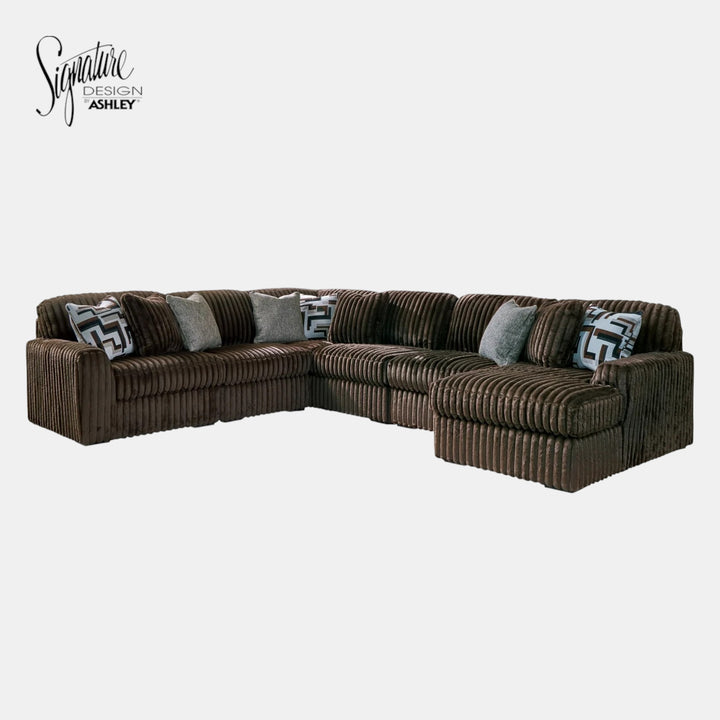 Midnight-madness 6-Piece Fabric Sectional Sofa With Chaise - Chocolate | Signature Design By Ashley