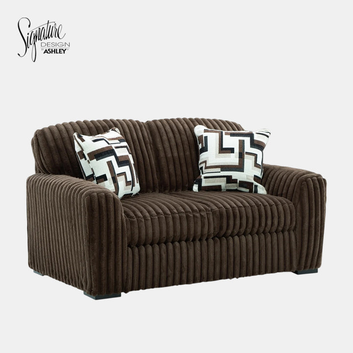 9810435 Midnight-madness Loveseat In Fabric Upholstery - Chocolate | Signature Design By Ashley