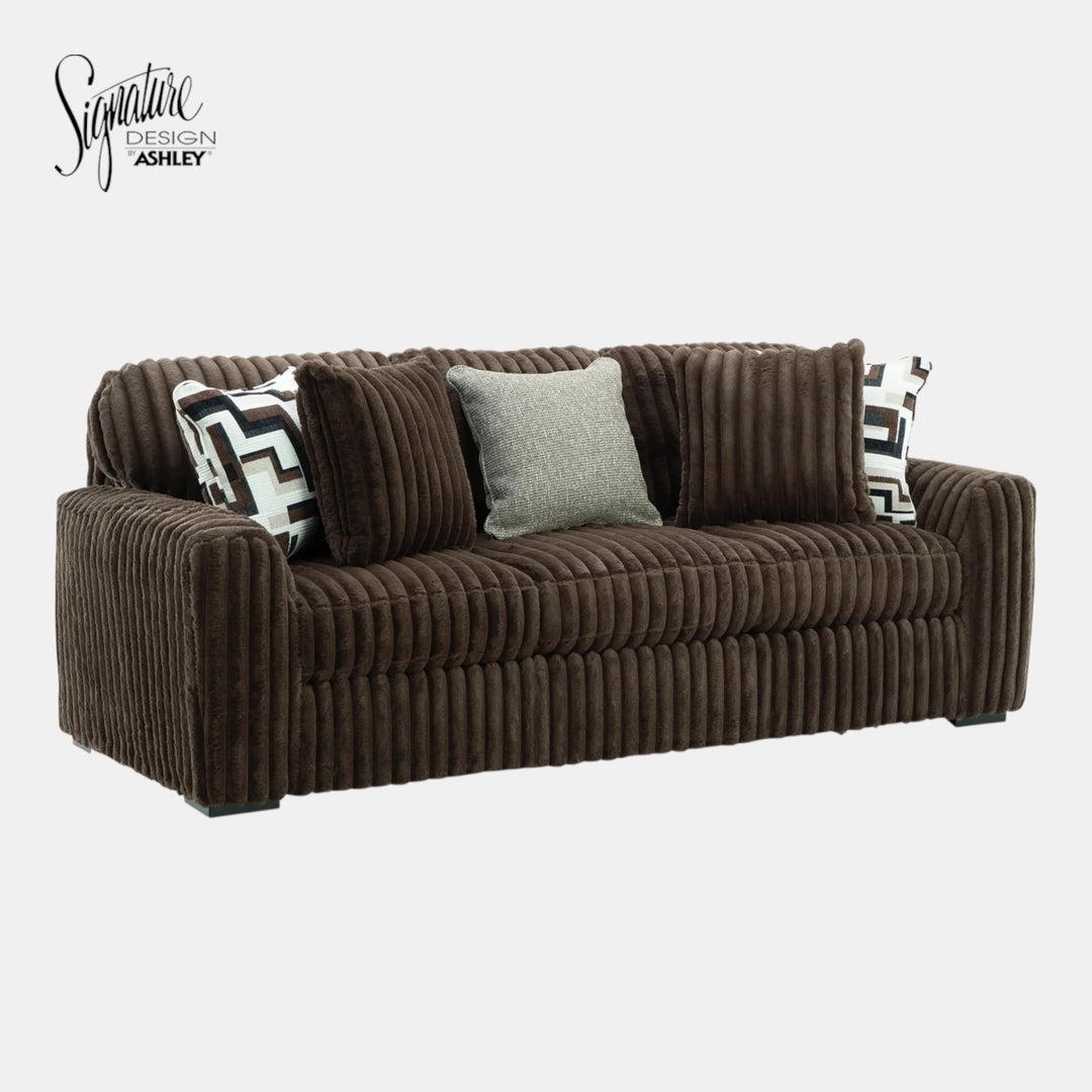 9810438 Midnight-madness Stationary Sofa In Fabric Upholstery - Chocolate | Signature Design By Ashley