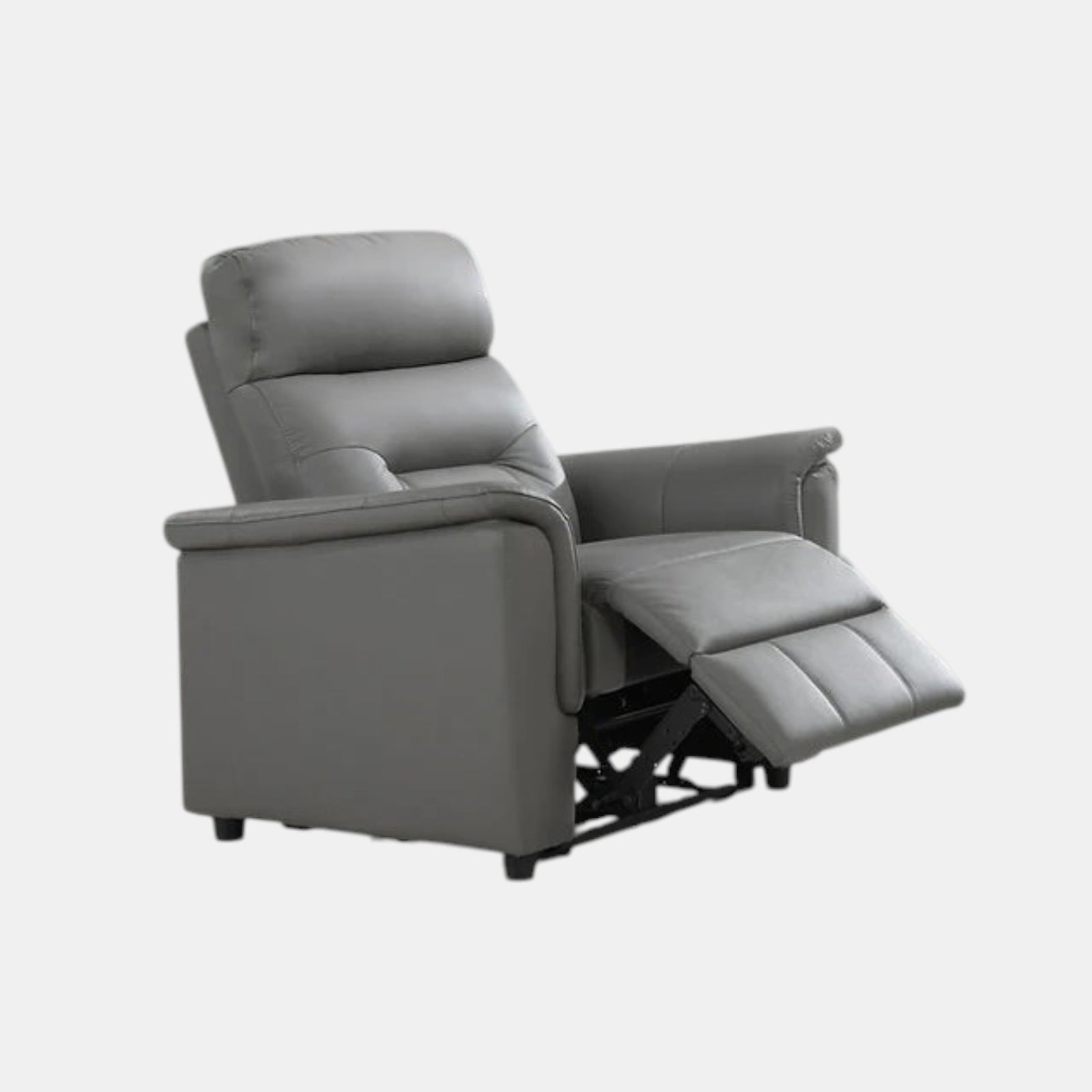 Lords Light Grey Power Recliner Chair With Leather Upholstery - Light-Grey - Front View