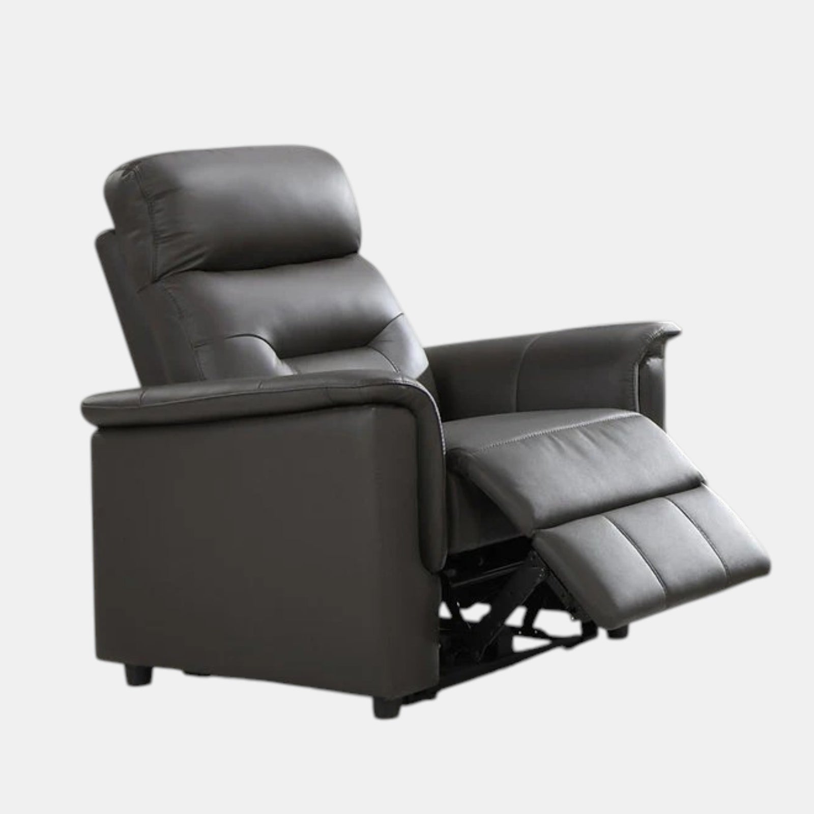 Lords Dark Brown Power Recliner Chair With Leather Upholstery - Greyish-Brown - Front View