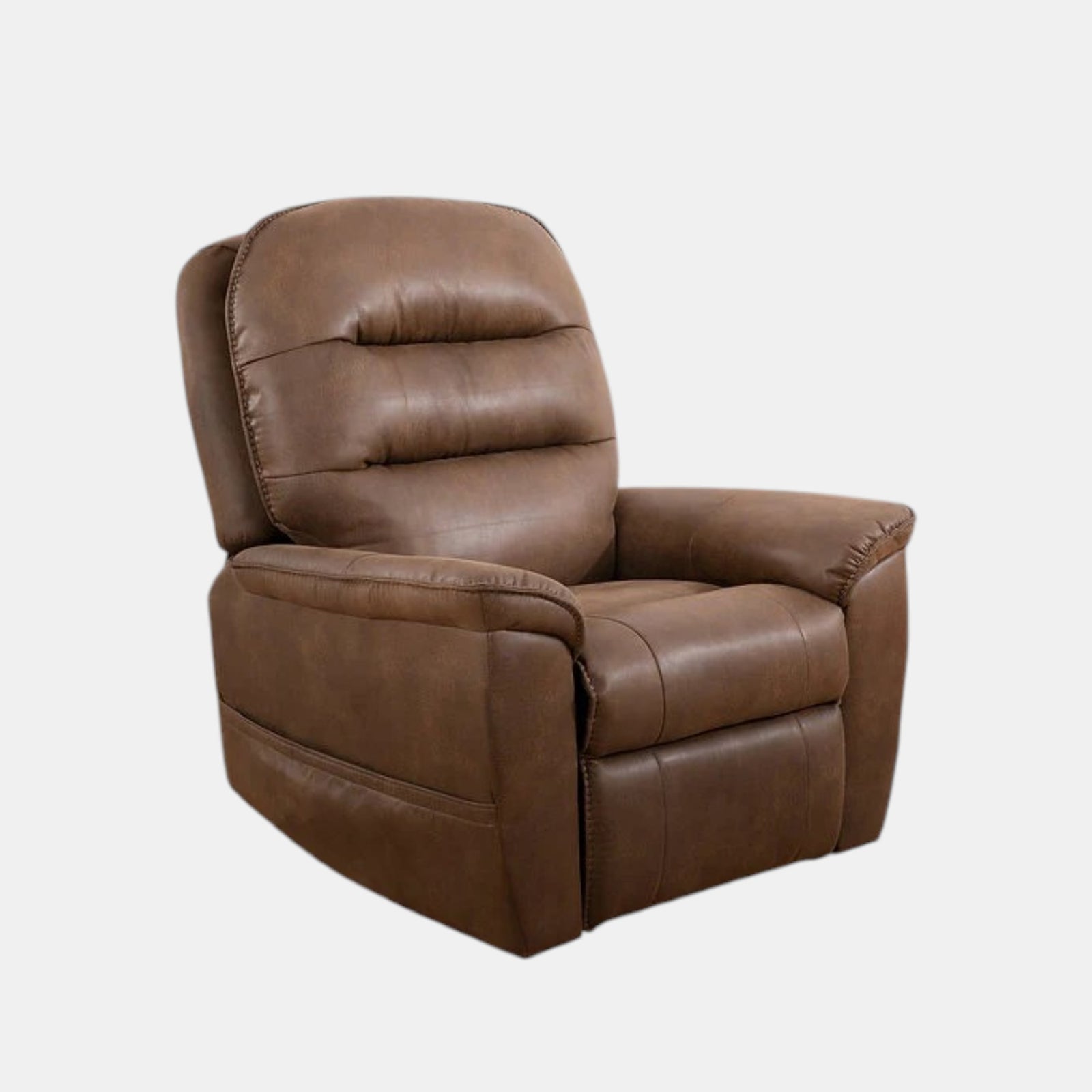 Seville Brown Power Recliner Chair In PU Leather Upholstery - Front View