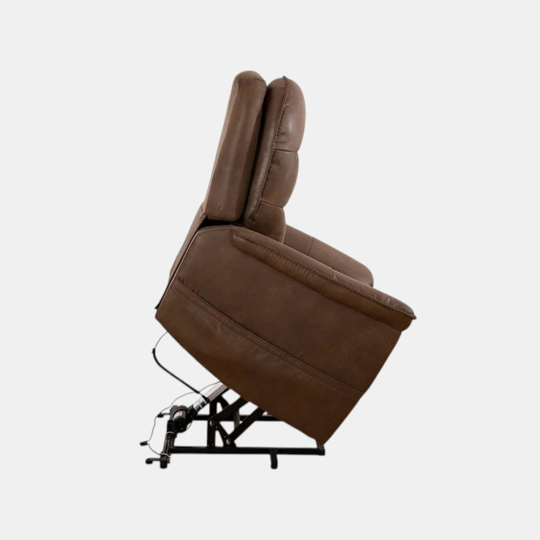 Seville Brown Power Recliner Chair In PU Leather Upholstery - Additional View