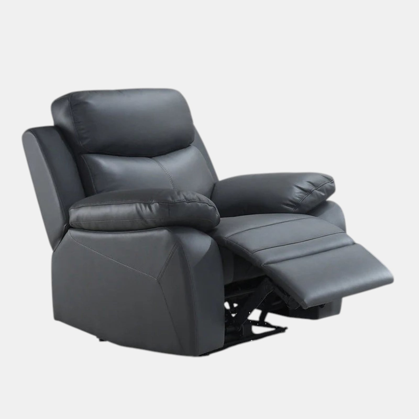 Barrie Grey Power Recliner Chair In Leather Upholstery - Front View