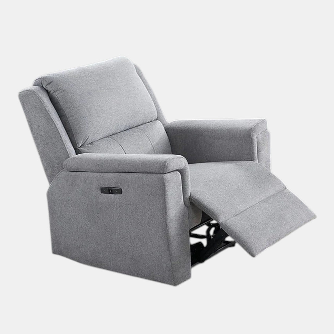 Kelly Grey Power Recliner Chair In Leather Upholstery - Front View