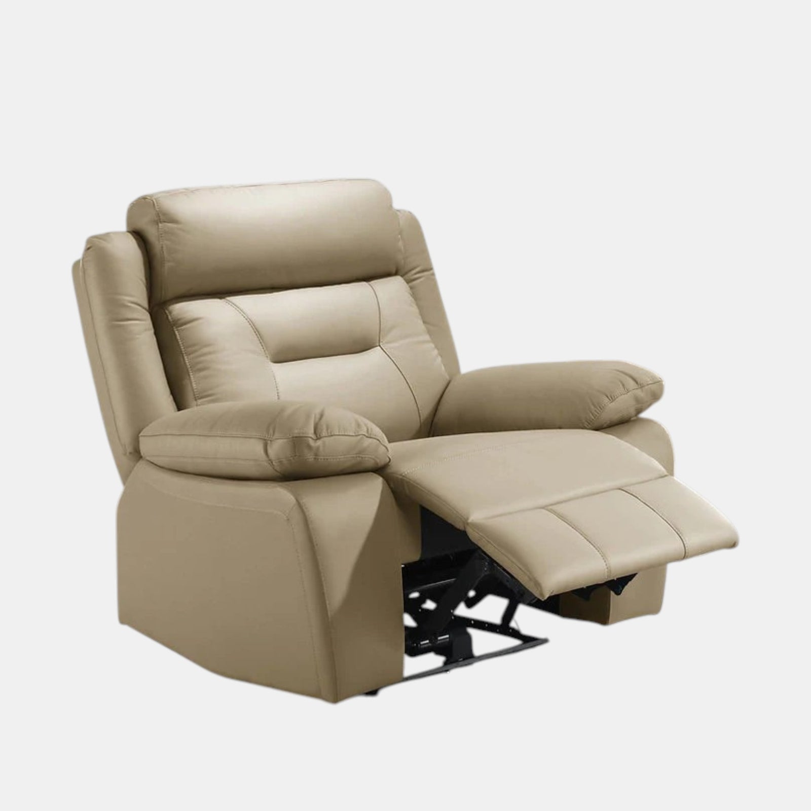 Bronson Creme Power Recliner Chair In Leather Upholstery - Cream - Front View
