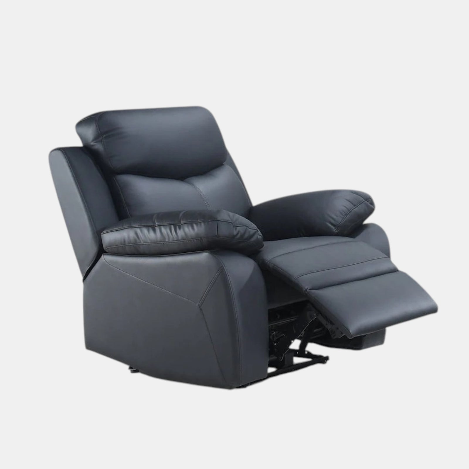 Barrie Black Power Recliner Chair In Leather Upholstery - Front View