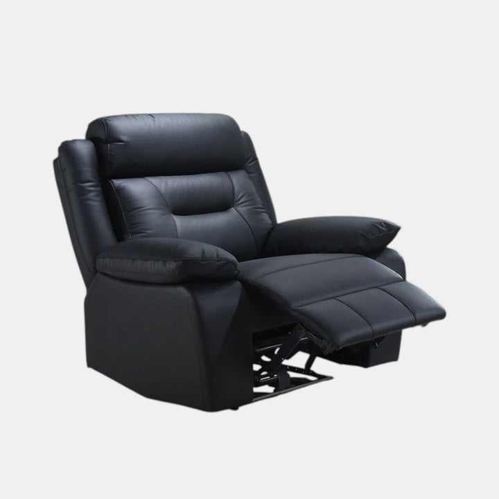 Bronson Black Power Recliner Chair In Leather Upholstery - Front View