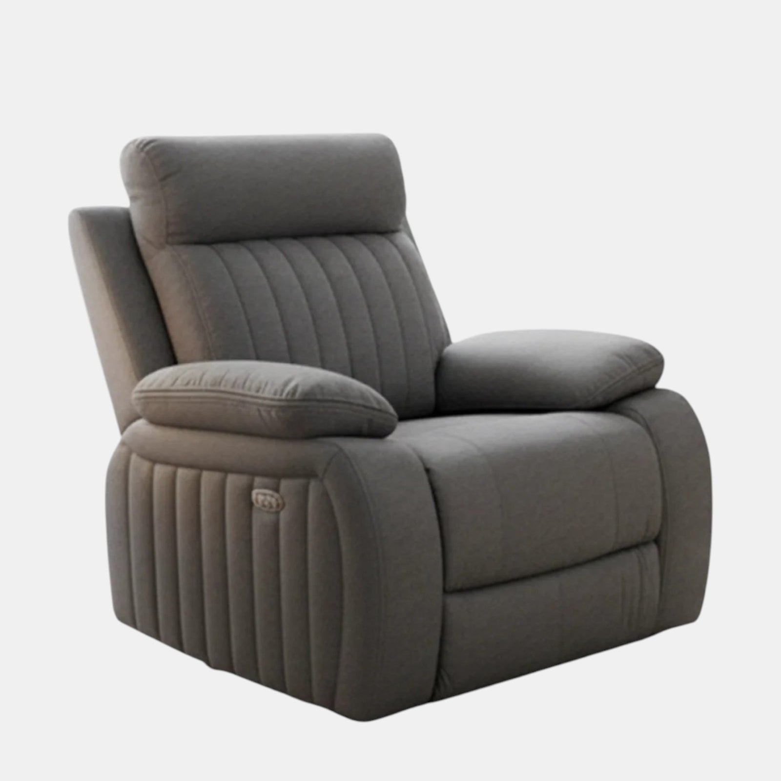 Elyse Power Recliner Chair in Fabric Upholstery - Grey - Front View