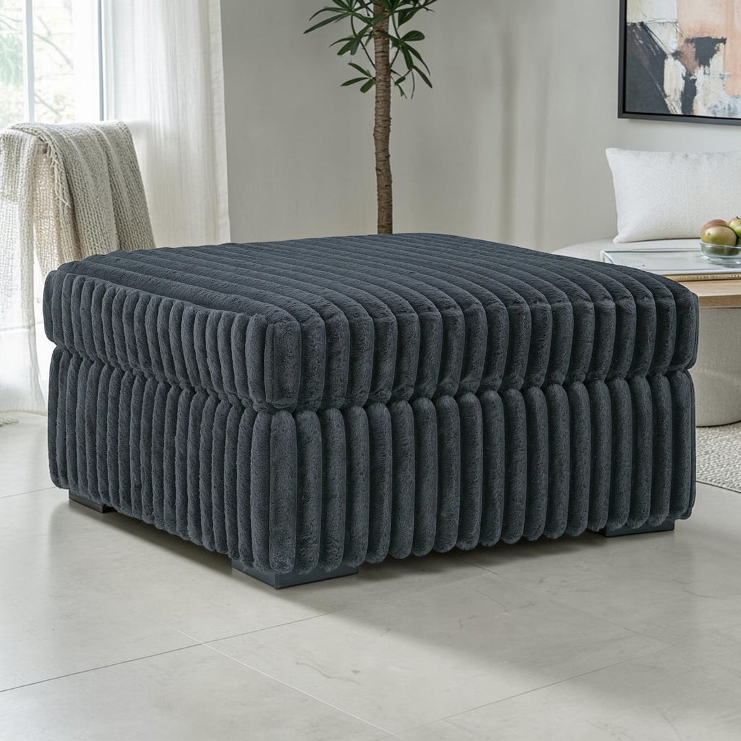 9810508 Midnight-madness Oversized Accent Ottoman In Fabric Upholstery - Gunmetal | Signature Design By Ashley
